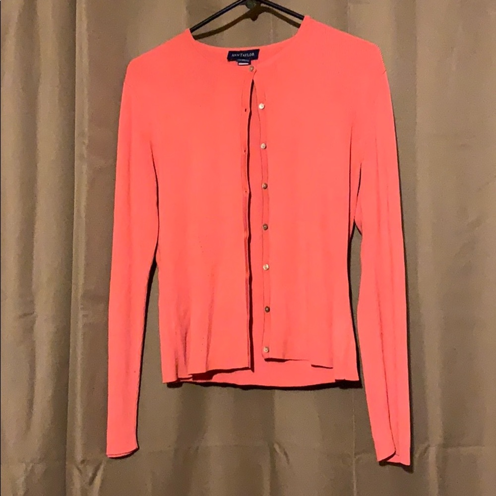 100% Silk Ann Taylor Coral Cardigan